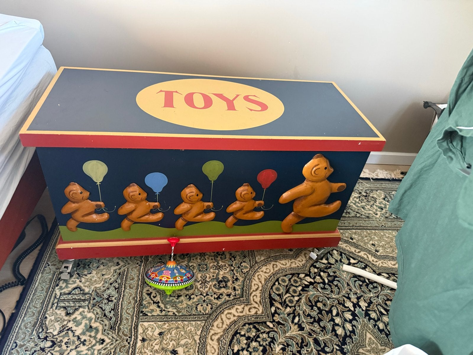 Vintage Houten Speelgoedkist met 3D Beren en Ballonnen, Ophalen of Verzenden, Gebruikt, Jongen of Meisje