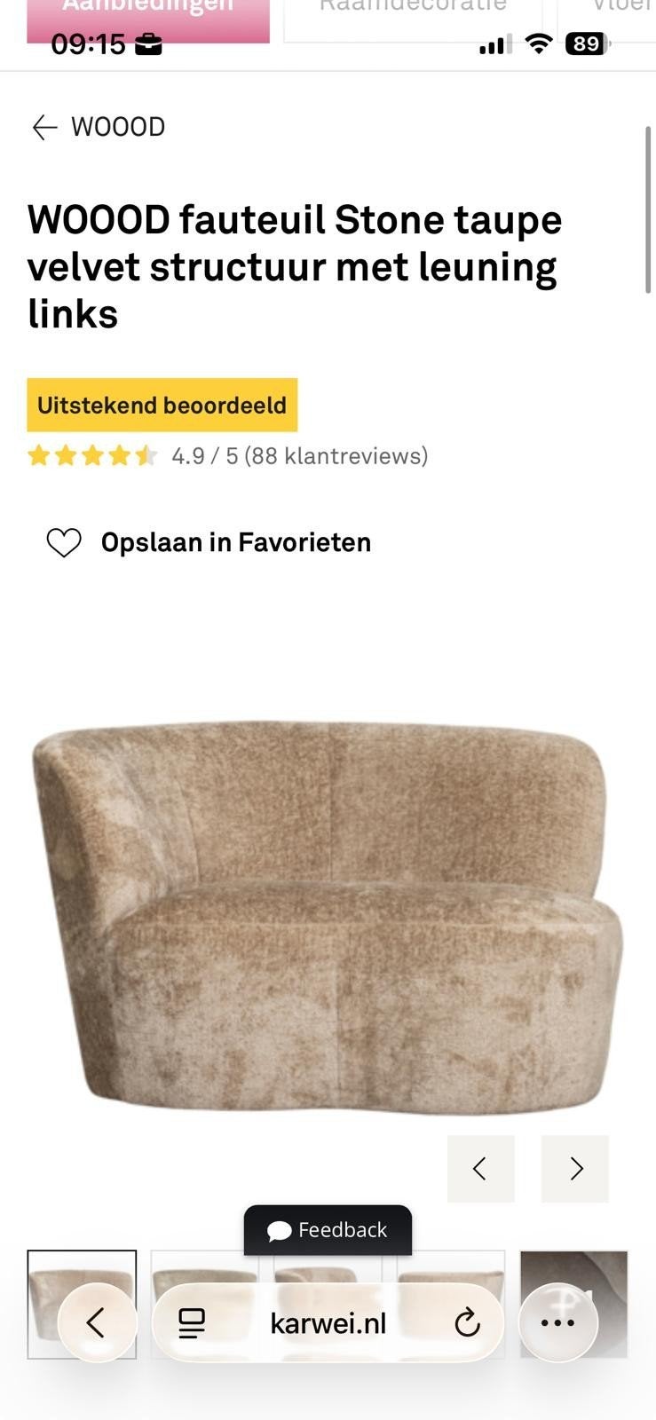 WOOOD fauteuil, Huis en Inrichting, Banken | Voetenbanken en Poefen, Ophalen, Zo goed als nieuw, Rond