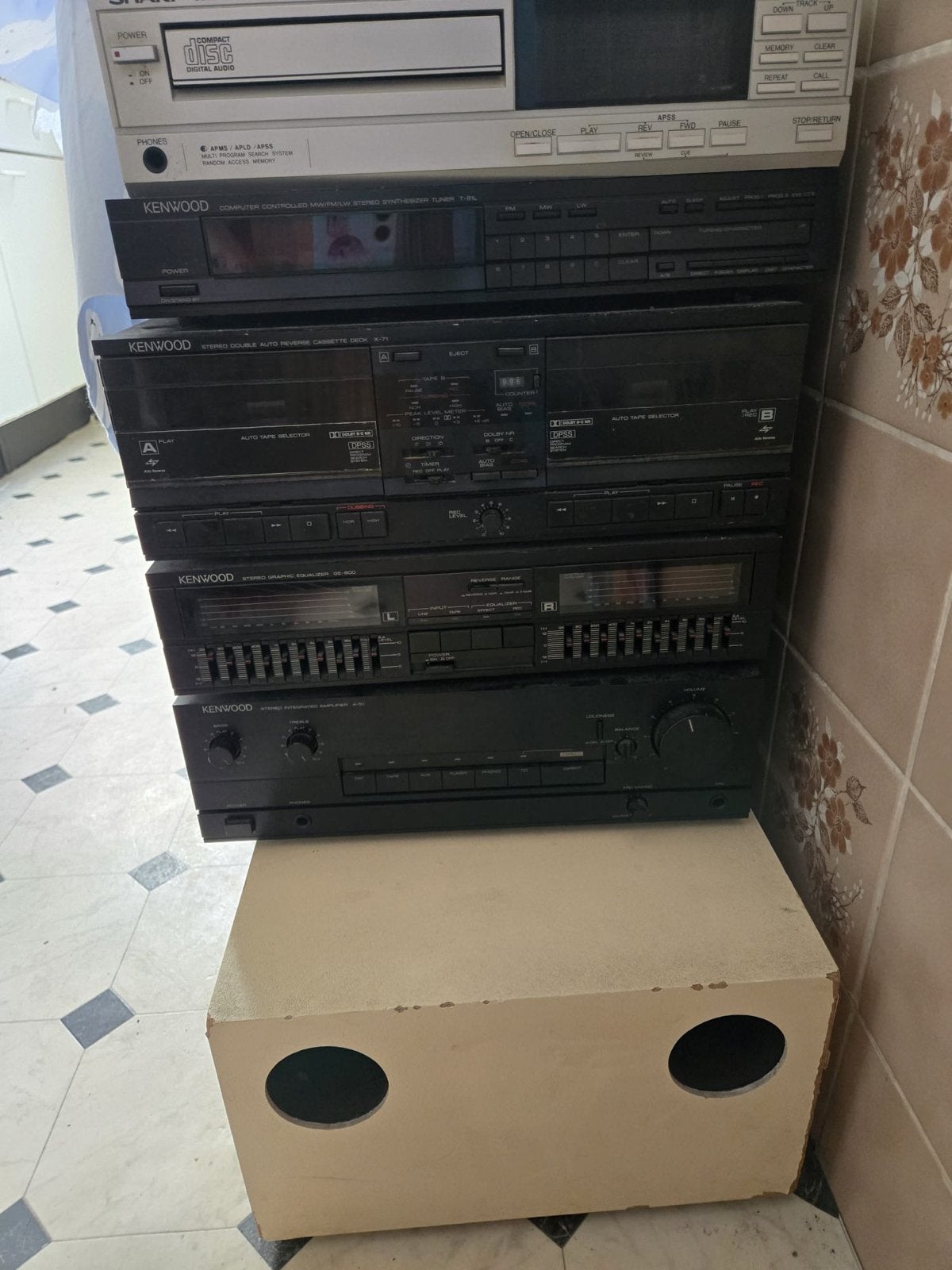 Kenwood Stereo Set met Sharp CD-speler en Speakers, Overige merken, Gebruikt, Cassettedeck, Losse componenten