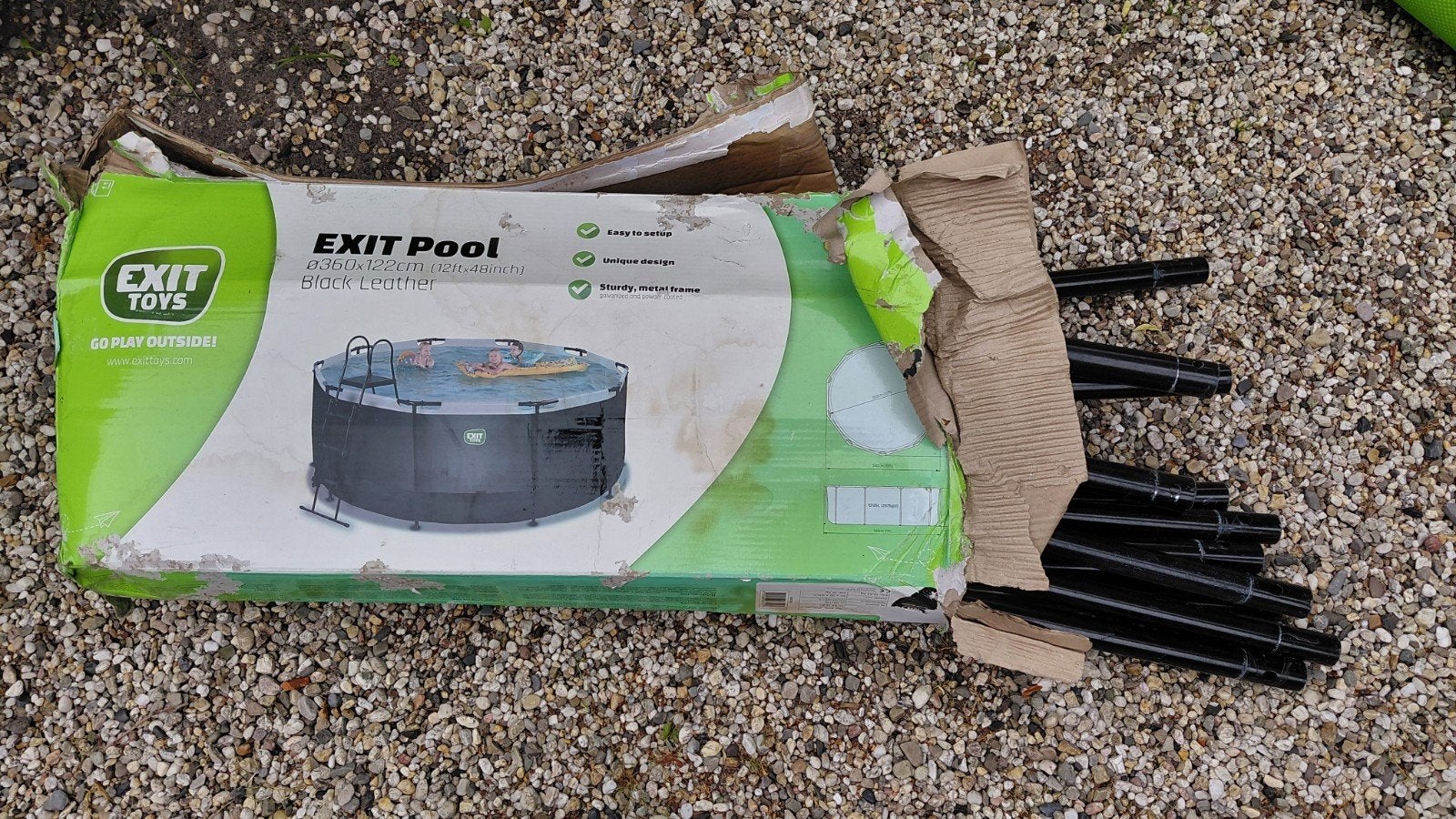 Exit Black Leather zwembad 360cm × 122cm hoog, Gebruikt, Rond, 300 cm of meer, Opzetzwembad
