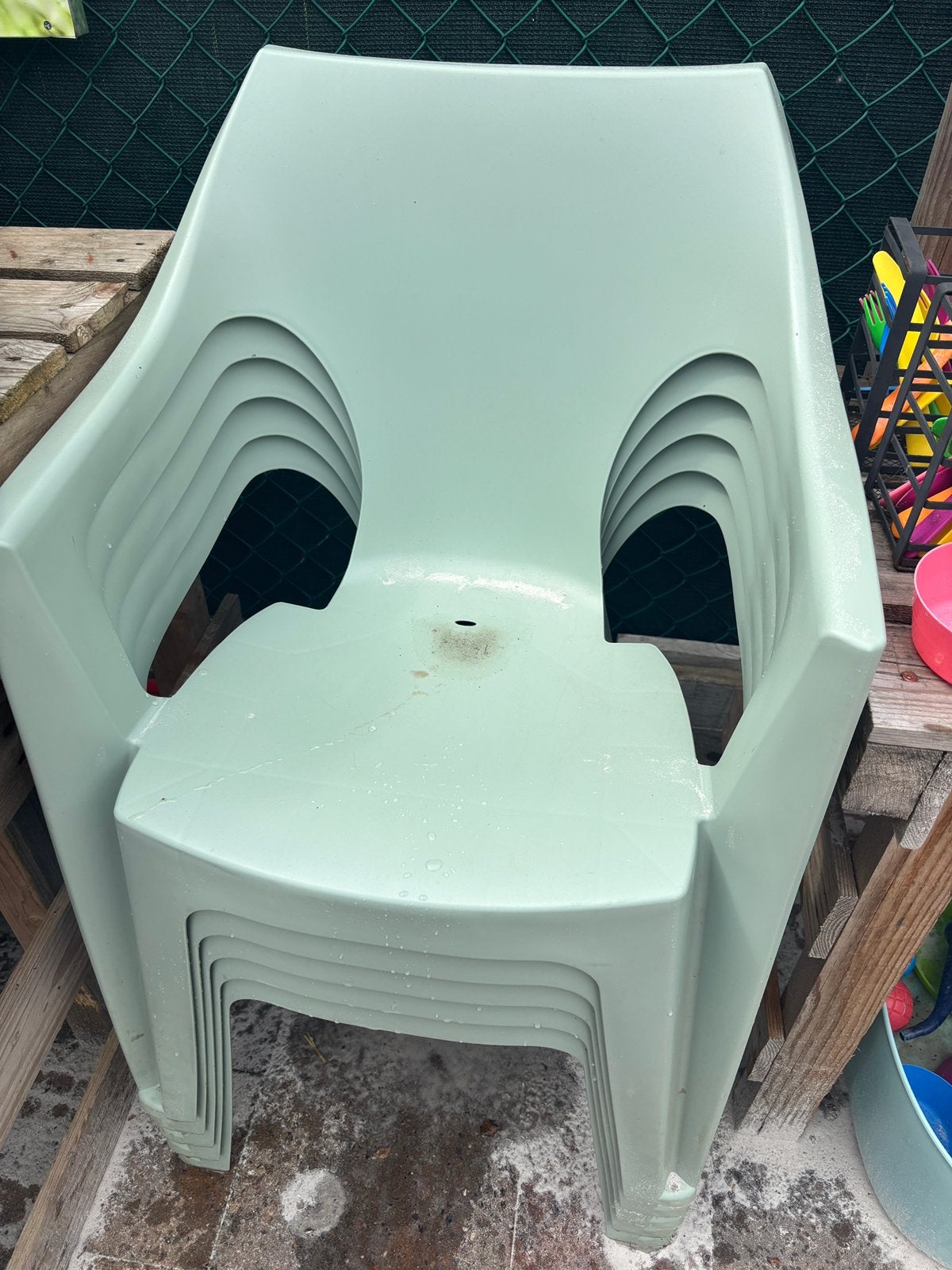 Stapelstoelen tuin mint groen, Tuin en Terras, Ophalen, Kunststof