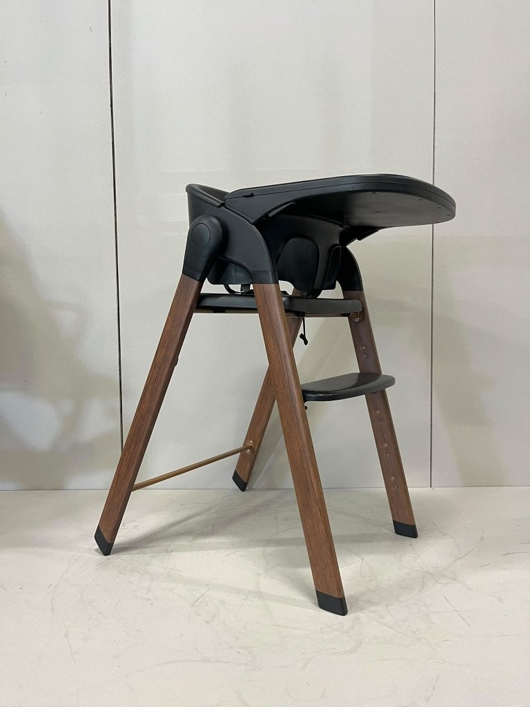Deryan Luxe Kinderstoel - Inklapbaar - Zwart/Houtlook