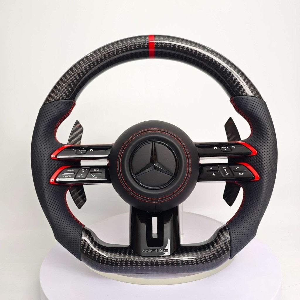 Mercedes Dragonfly carbon stuur upgrade leer flippers AMG, Auto diversen, Tuning en Styling, Ophalen of Verzenden, RevParts, Info@revparts.nl