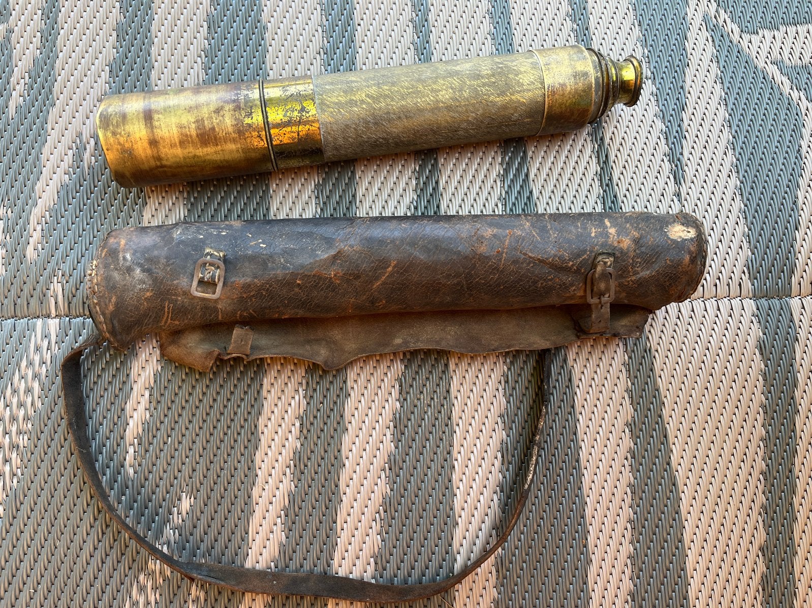 Antieke Messing Telescoop met Leren Hoes, Ophalen of Verzenden, Gebruikt, Minder dan 80 mm, Lenzentelescoop (refractor)