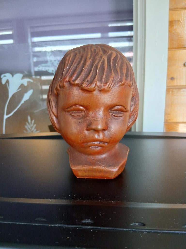 Hoofd van een kind, terracotta beeldje, Ophalen of Verzenden, Zo goed als nieuw, Mens