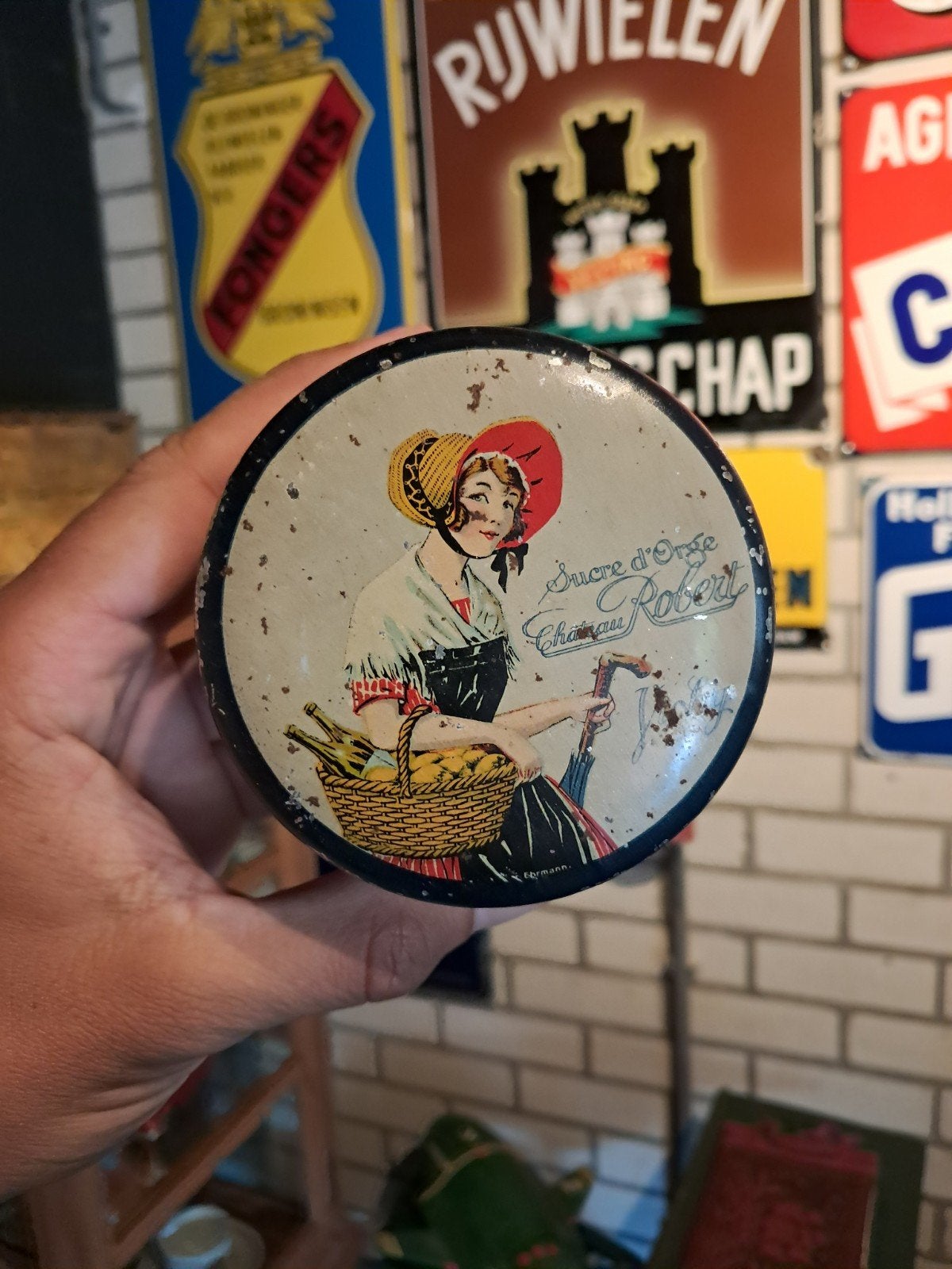 Oud Frans blikje, Ophalen of Verzenden, Gebruikt, Overige