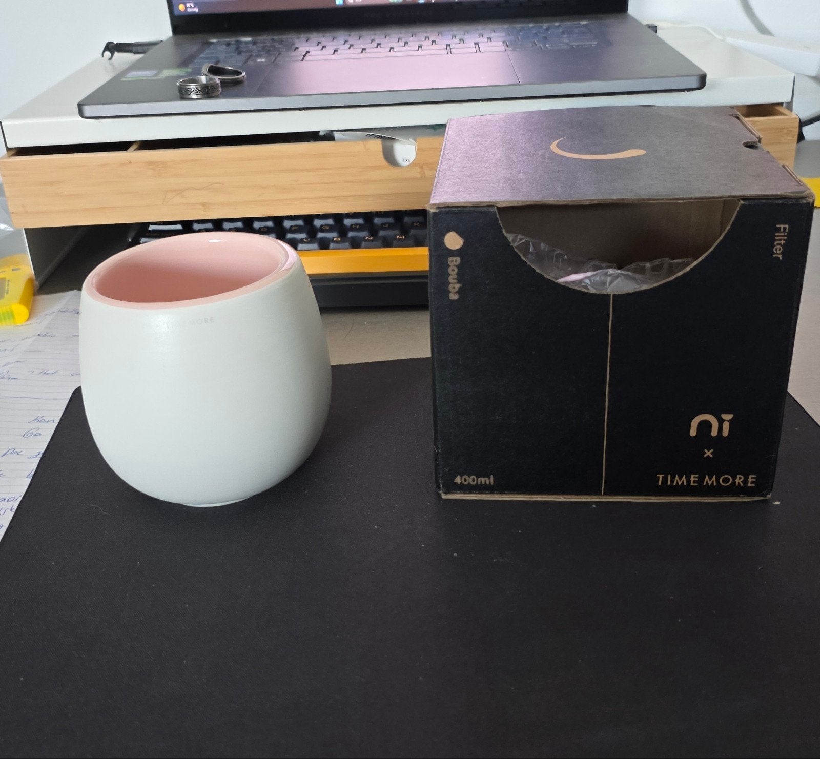Timemore Ni Bouba Koffie Proefbeker 400ml - Wit/Roze, Ophalen of Verzenden