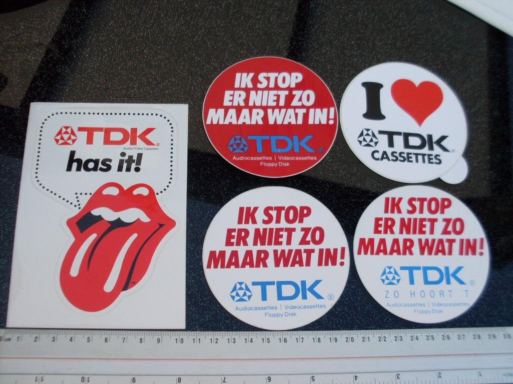 6x sticker TDK rolling stones stop er niet zo maar wat in!, Verzenden, Zo goed als nieuw, Merk