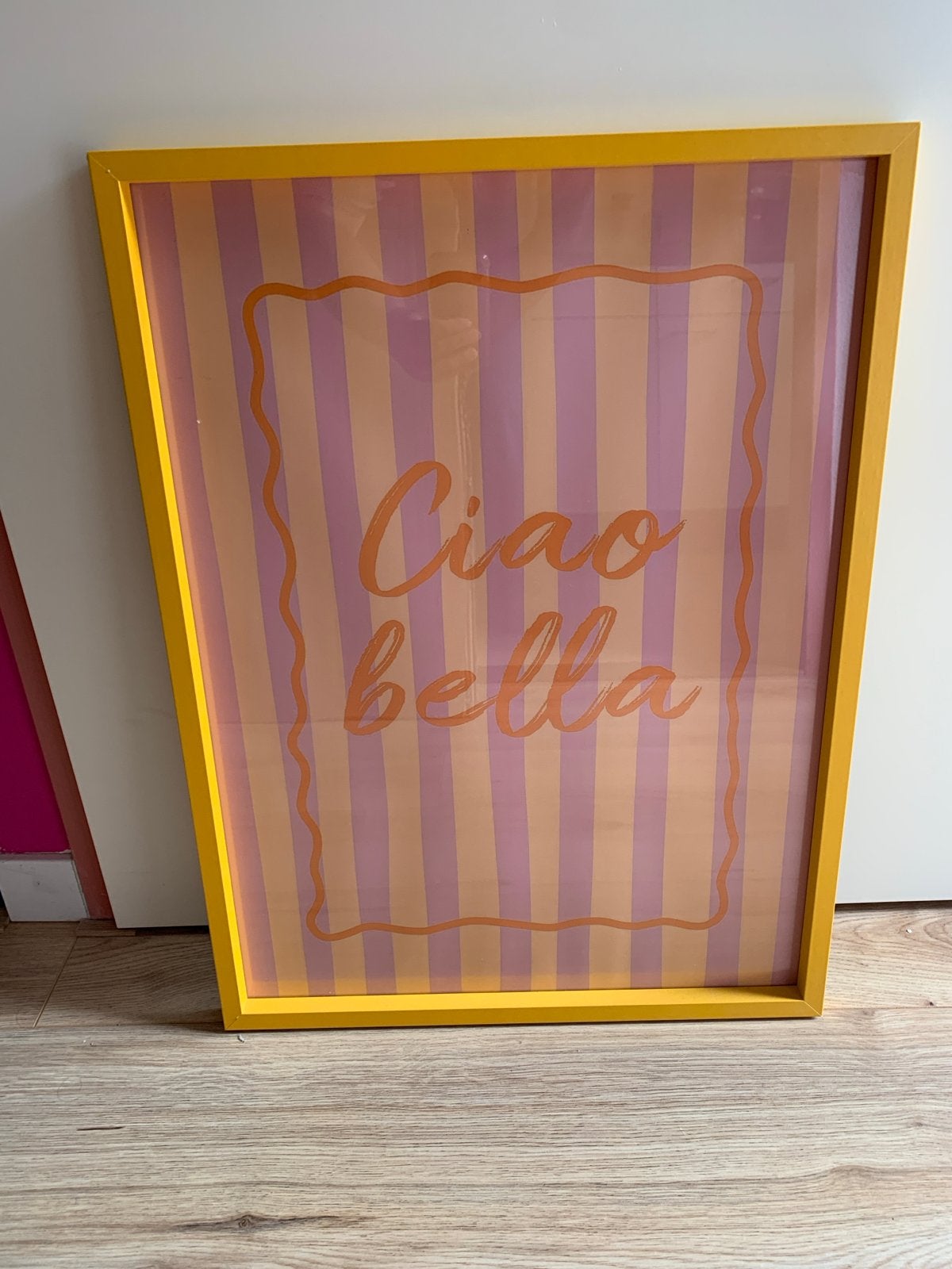 Gele fotolijst met 'Ciao Bella' poster, Ophalen, Gebruikt, Geel, Fotolijst