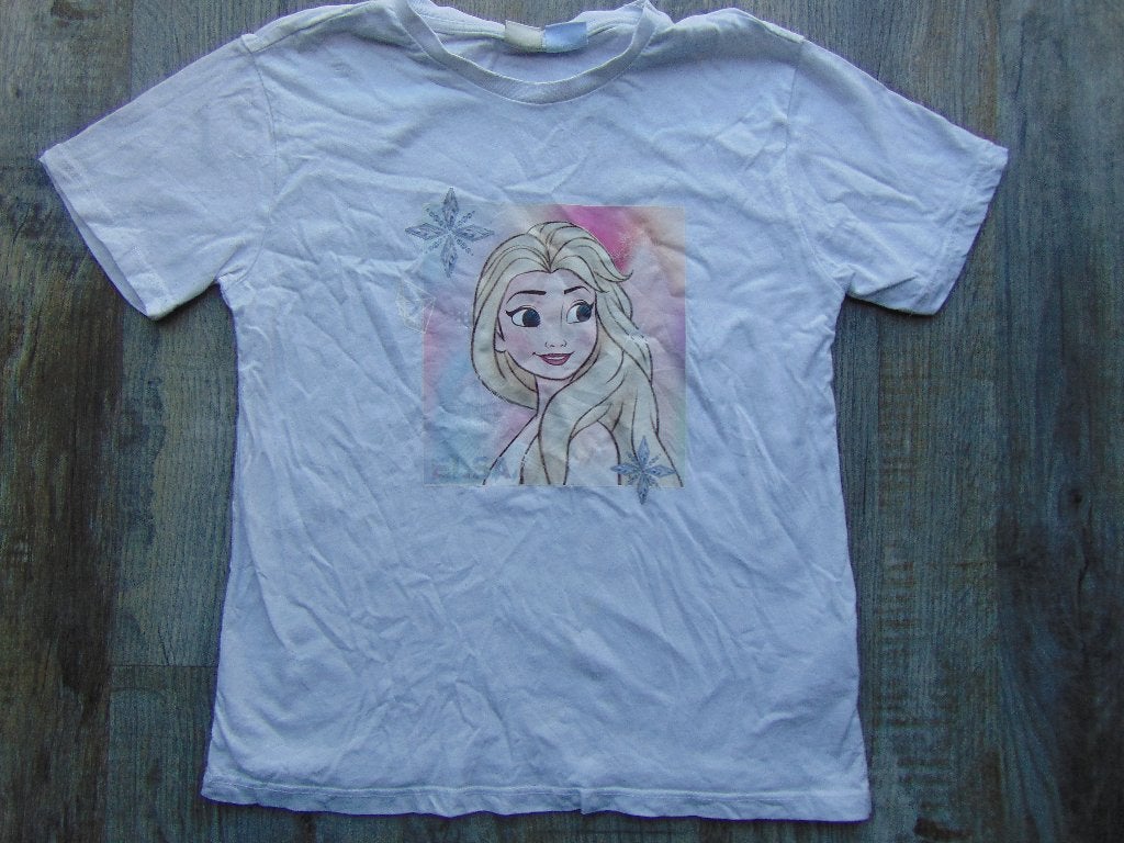 Frozen Elsa T-shirt wit maat 146 / 152 shirt korte mouwen, Lc Waikiki, Gebruikt, Meisje, Ophalen of Verzenden