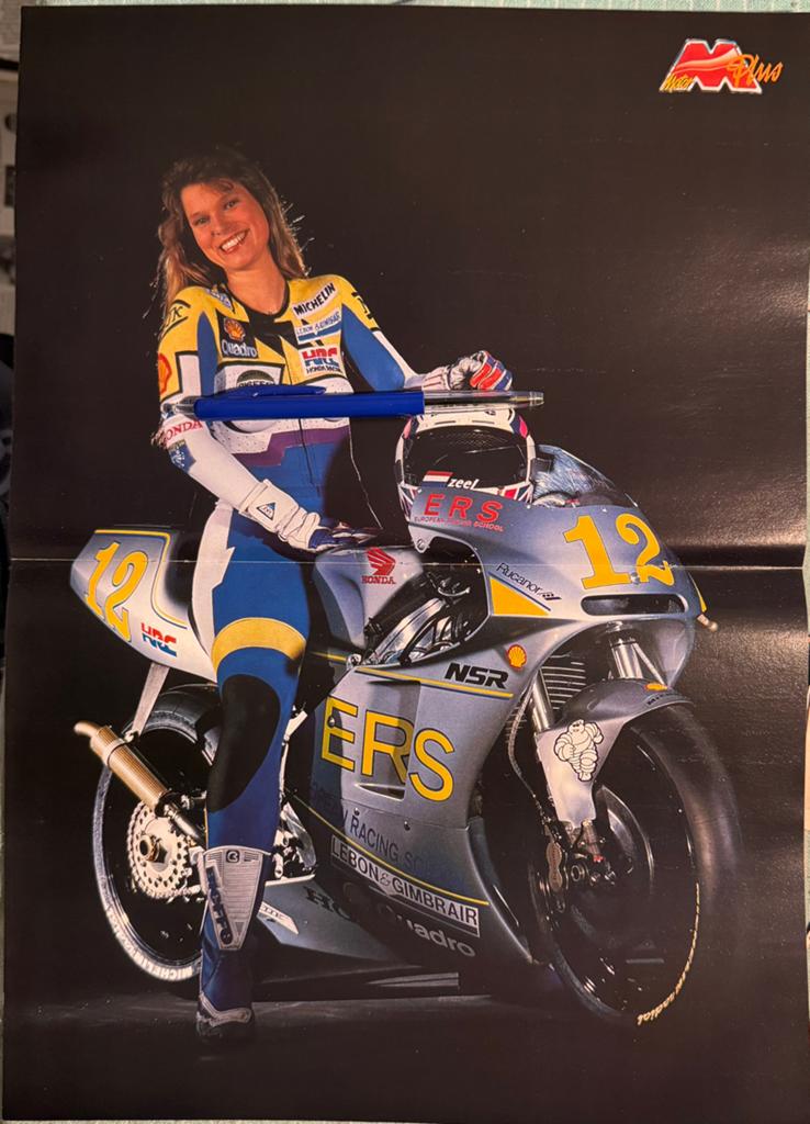 Poster Honda NSR250 Wilco Zeelenberg Naakt Anton ten Dam, Verzenden, Zo goed als nieuw, Motoren