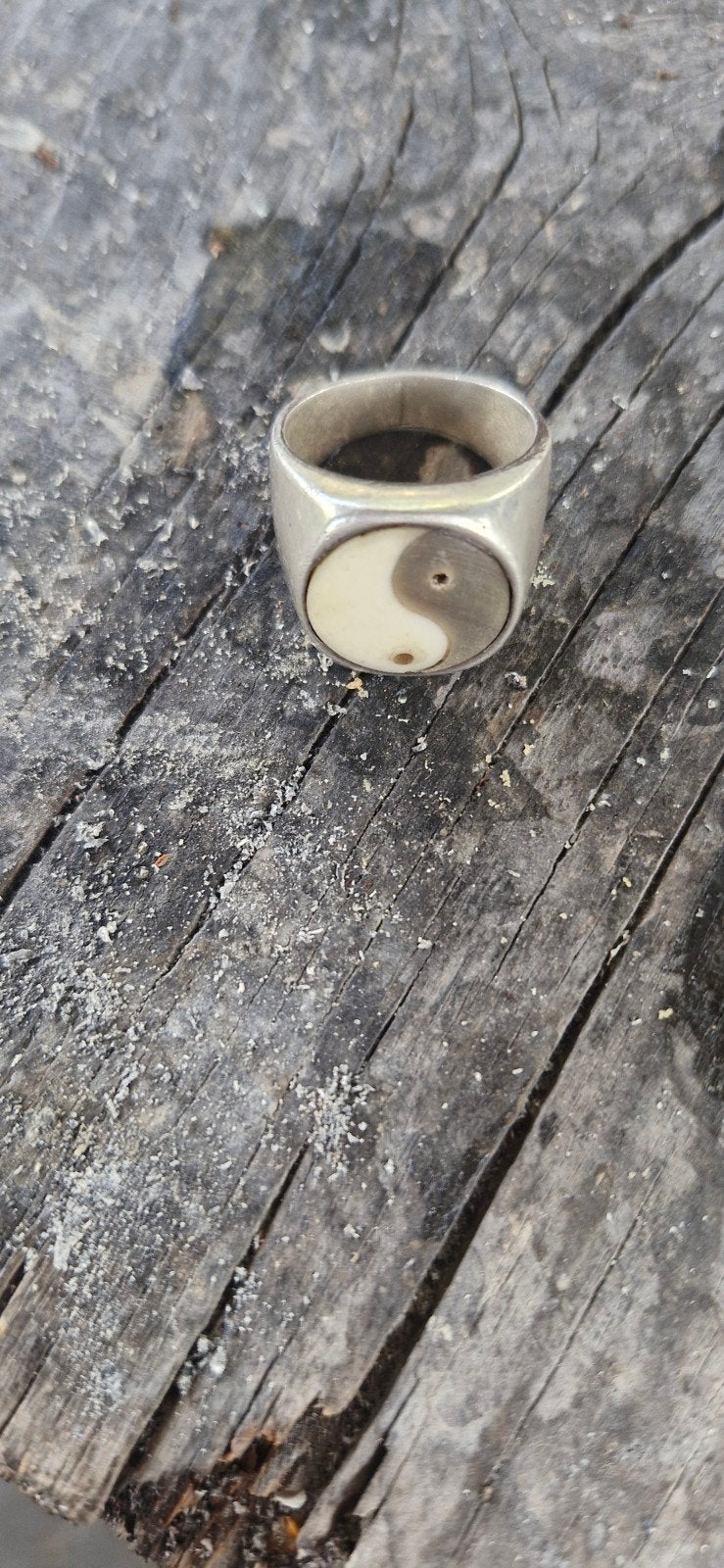 Zilveren ring met Yin Yang symbool, 18 tot 19, Gebruikt, Ophalen of Verzenden, Dame of Heer
