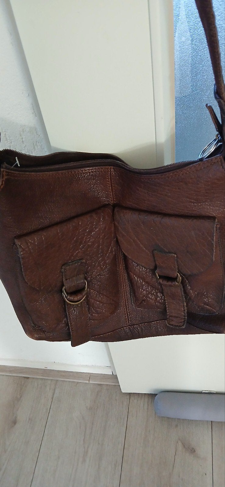 royale echt leder tas  veel vakken, Verzenden, Zo goed als nieuw, Bruin, Leer