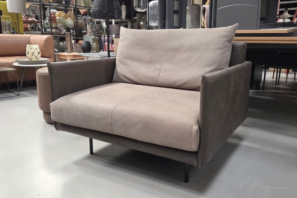 Luxe fauteuil loveseat Jazz Jess Design modern bruin naturel, Ophalen, 75 tot 100 cm, Zo goed als nieuw, 100 tot 125 cm