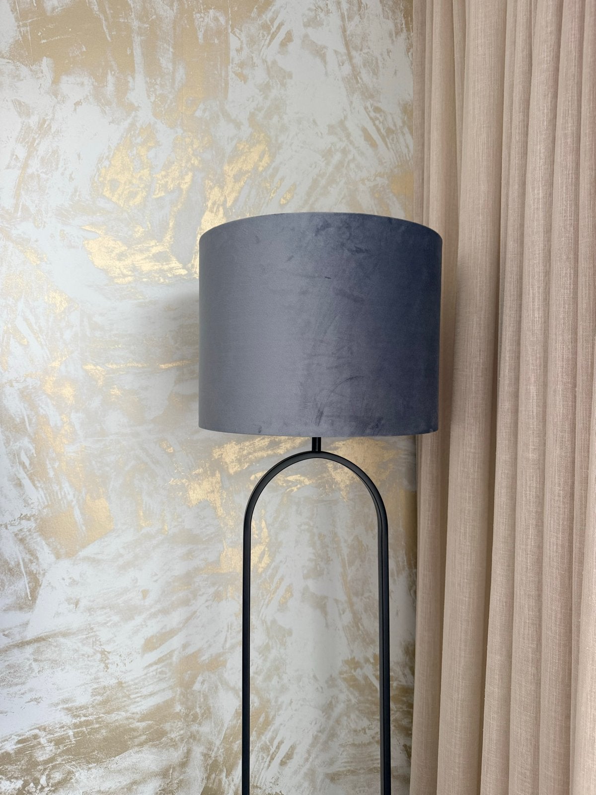 Lampenkap velours petrol teal grijsblauw 40x30 Light&Living, Ophalen, Gebruikt, Blauw, Rond