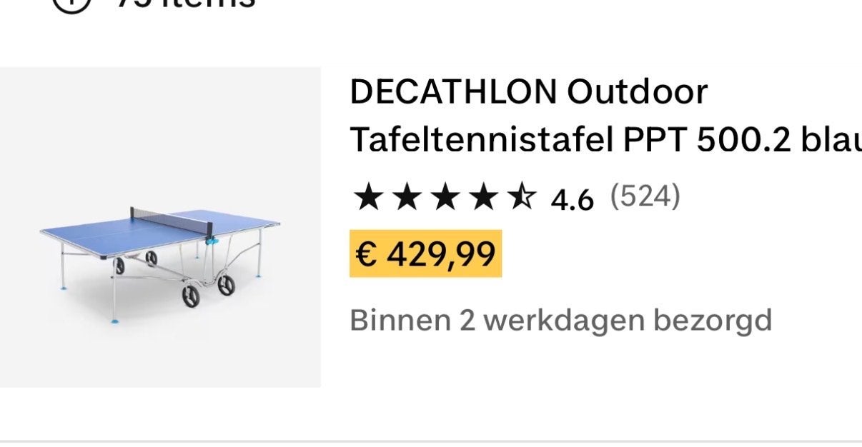 Decathlon Outdoor Tafeltennistafel PPT 500.2 blauw, Sport en Fitness, Ophalen, Gebruikt, Tafel Outdoor, Inklapbaar