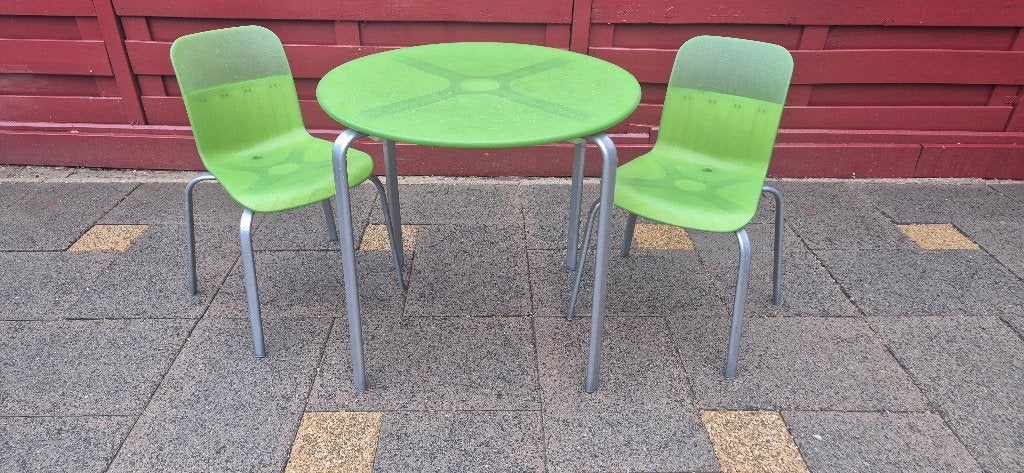 IKEA vintage ronde PS Rundt design eettafel plus 2 stoelen, Ophalen, 100 tot 150 cm, Rond, 50 tot 100 cm