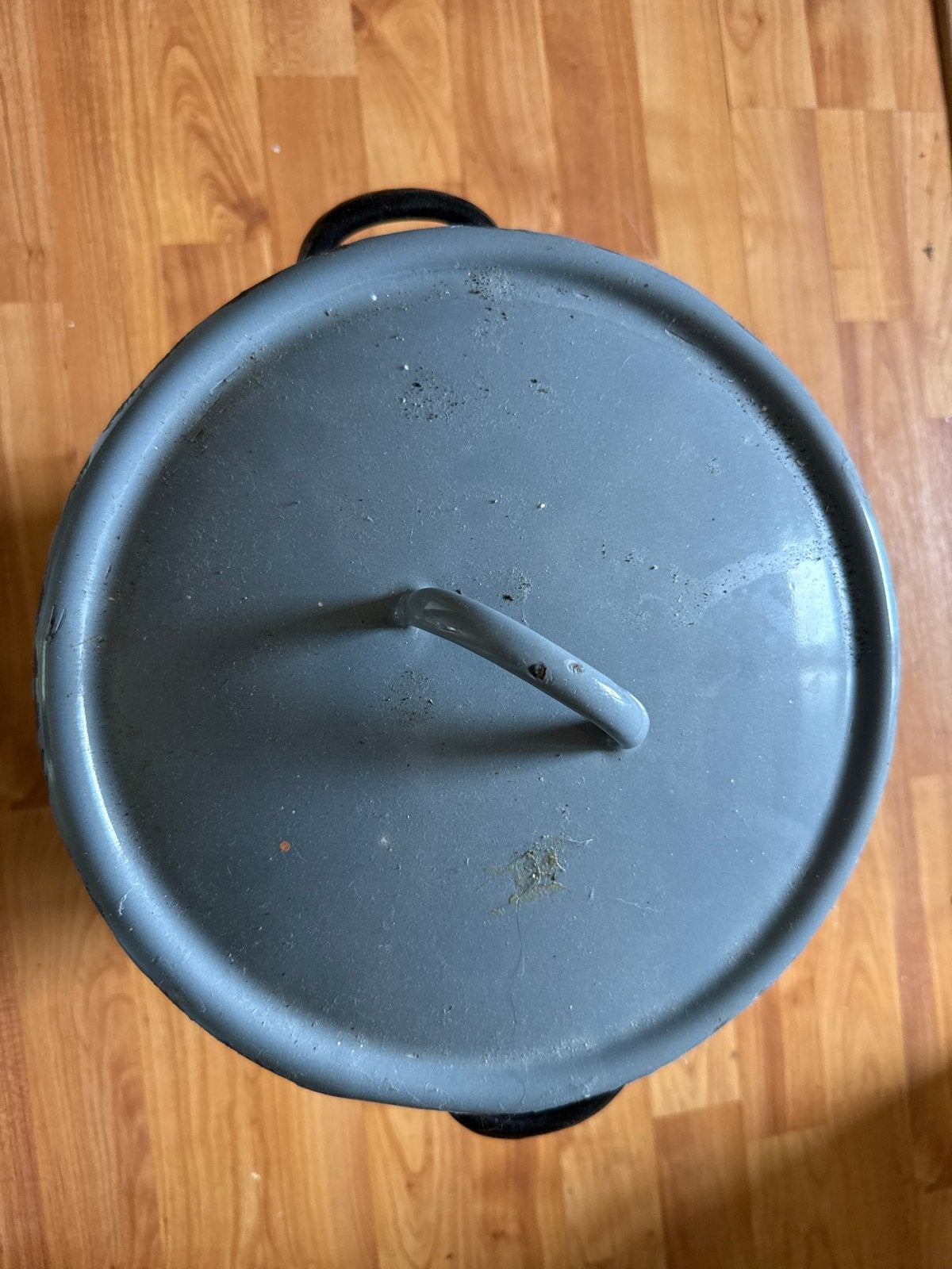 Grote vintage emaille pan met deksel - Grijs, Ophalen