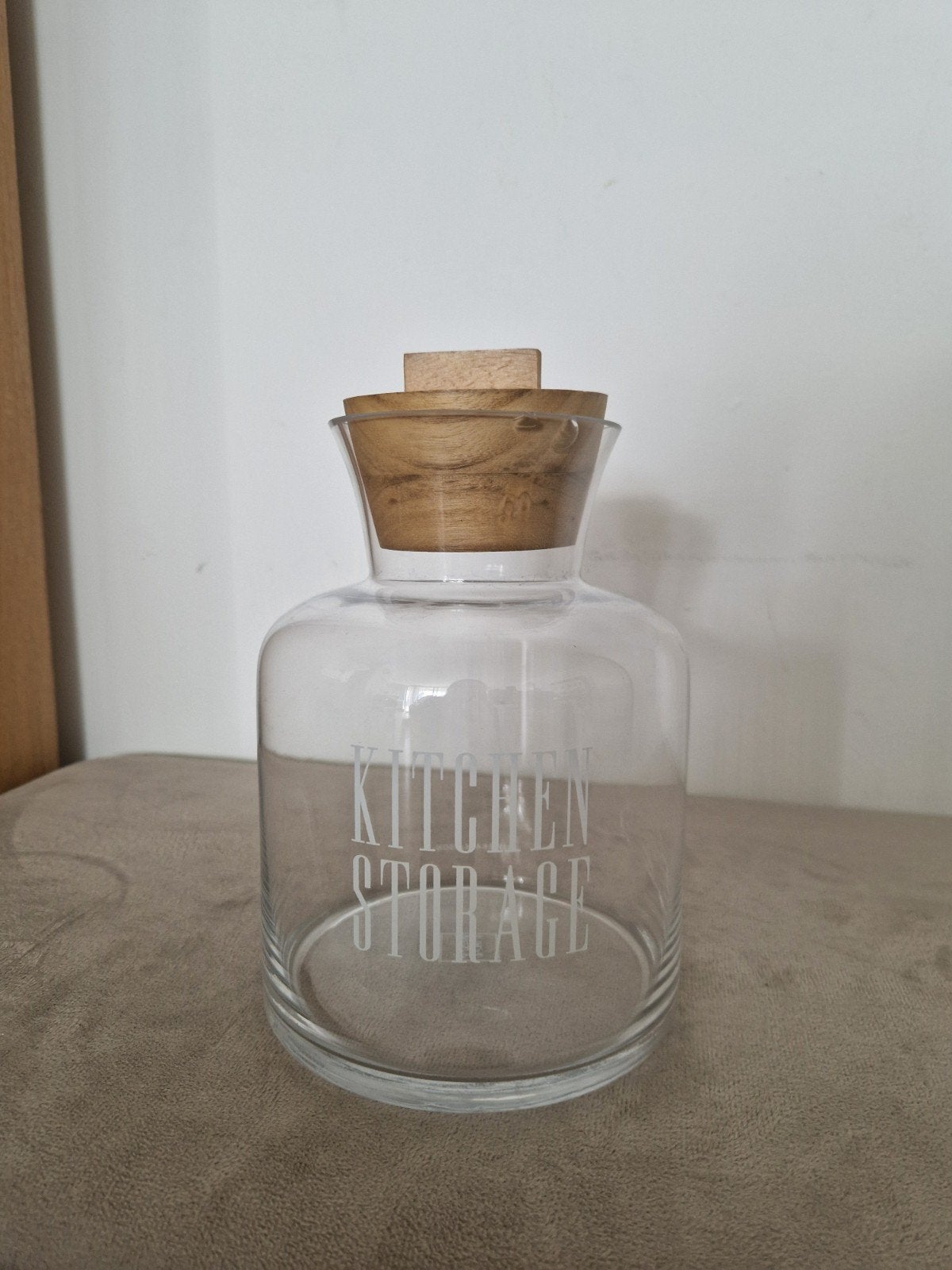 Riviera Maison Kitchen Storage voorraadpot met houten deksel, Glas, Ophalen of Verzenden, Zo goed als nieuw, Voorraadpot