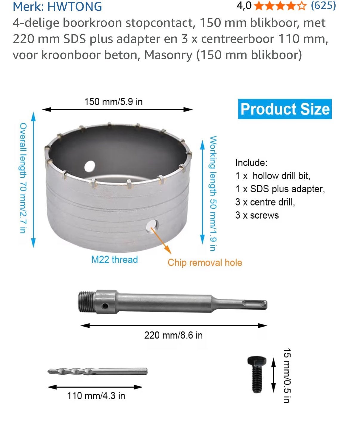 Betonboren 150mm, Ophalen of Verzenden, Zo goed als nieuw, Kolomboormachine