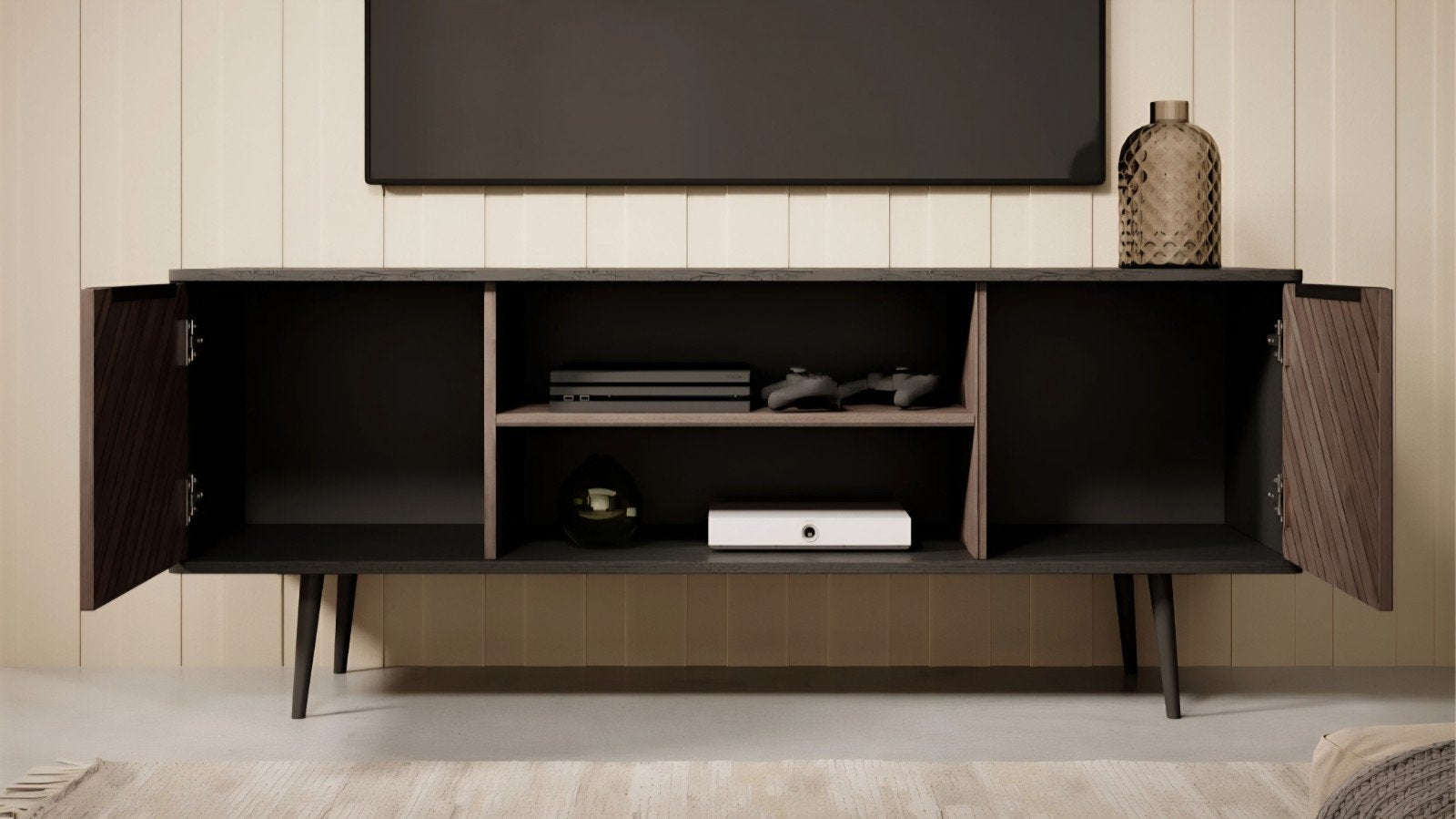 TV-meubel Pedro (Meubella), Ophalen, 100 tot 150 cm, Zo goed als nieuw, Minder dan 100 cm