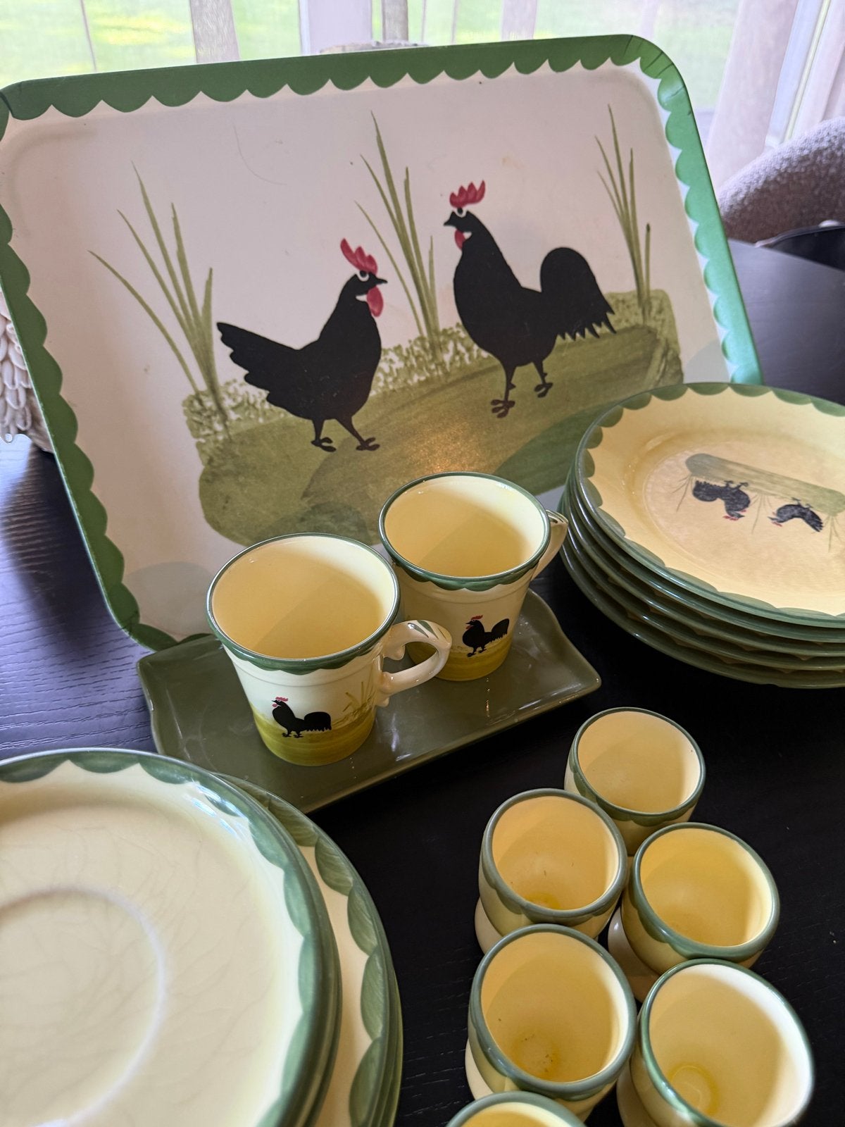Servies met kippenprint - geen complete set, Ophalen, Gebruikt, Overige merken, Keramiek