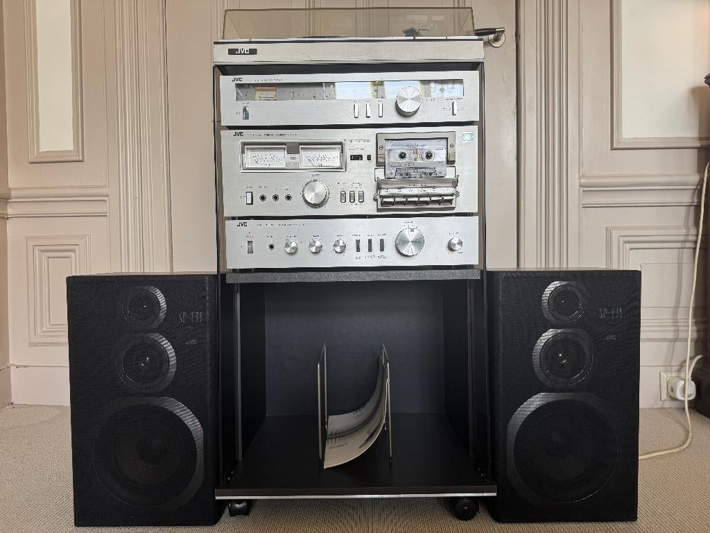 JVC Stereo Set Toren Platenspeler Cassette 1980 Audiomeubel, Audio, Tv en Foto, Gebruikt, JVC, Losse componenten, Ophalen