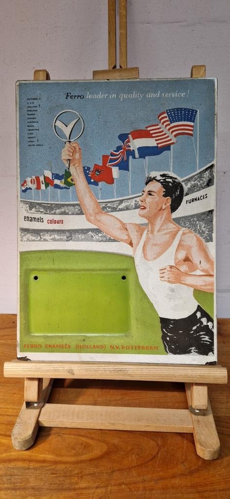 Emaille Ferro Enamels Rotterdam, Verzamelen, Merken en Reclamevoorwerpen, Ophalen, Reclamebord, Gebruikt, Onbekend