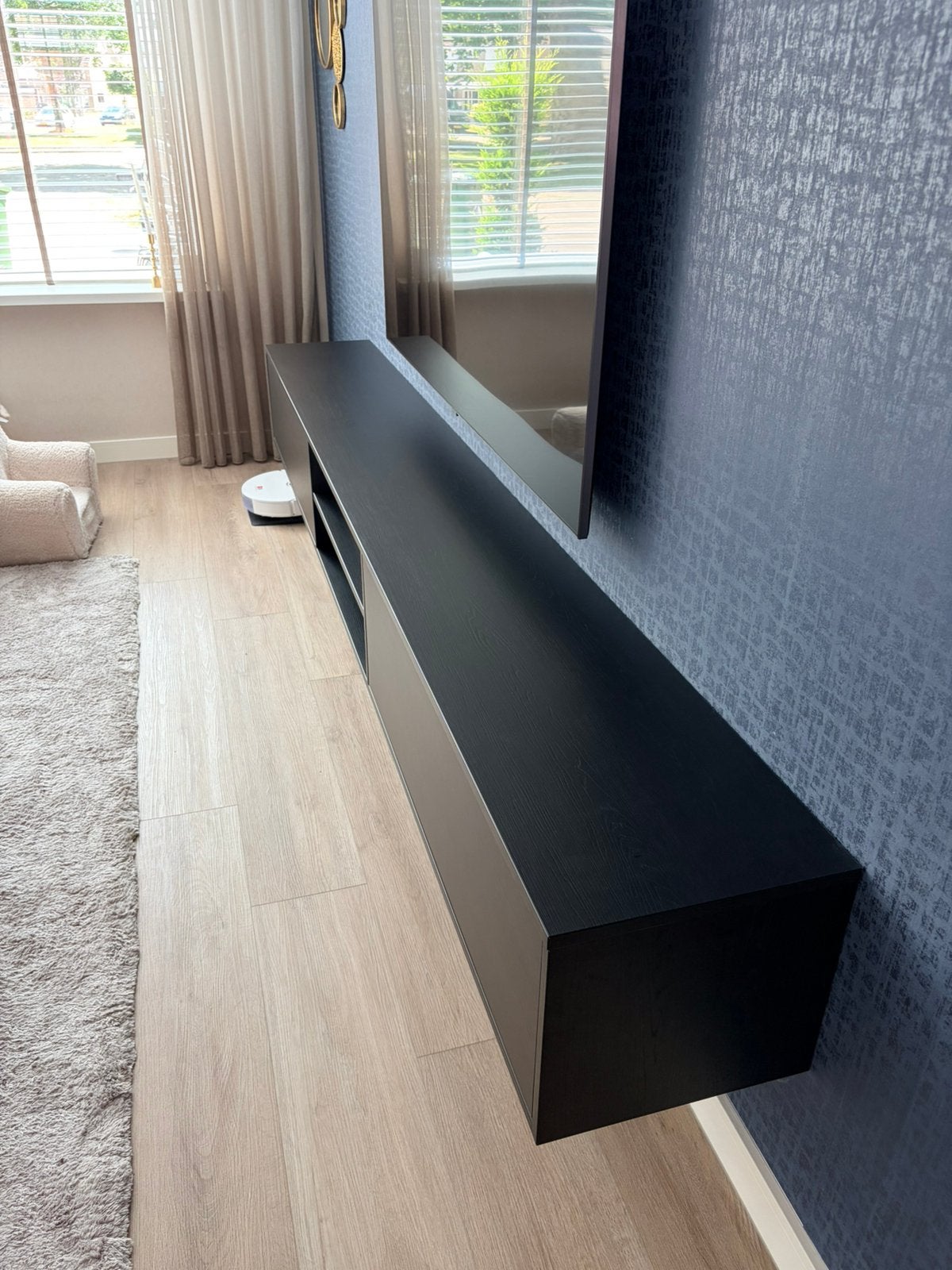 Zwevend tv meubel zwart eiken, Ophalen, Zo goed als nieuw, 25 tot 50 cm, Minder dan 100 cm