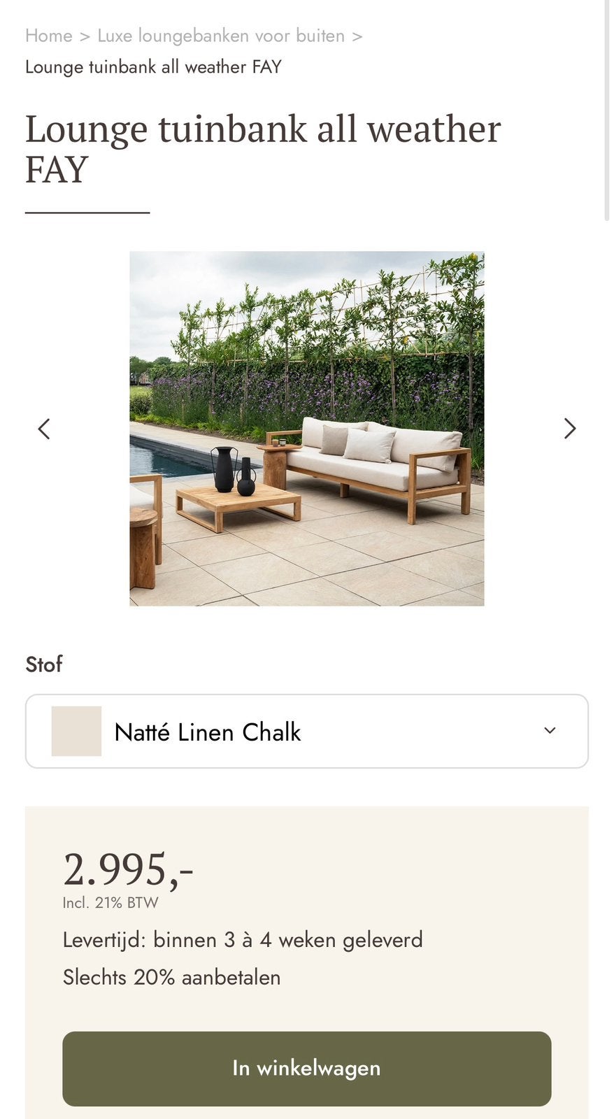 Royal Design Loungeset Tuinset, Ophalen of Verzenden, Zo goed als nieuw, Bank