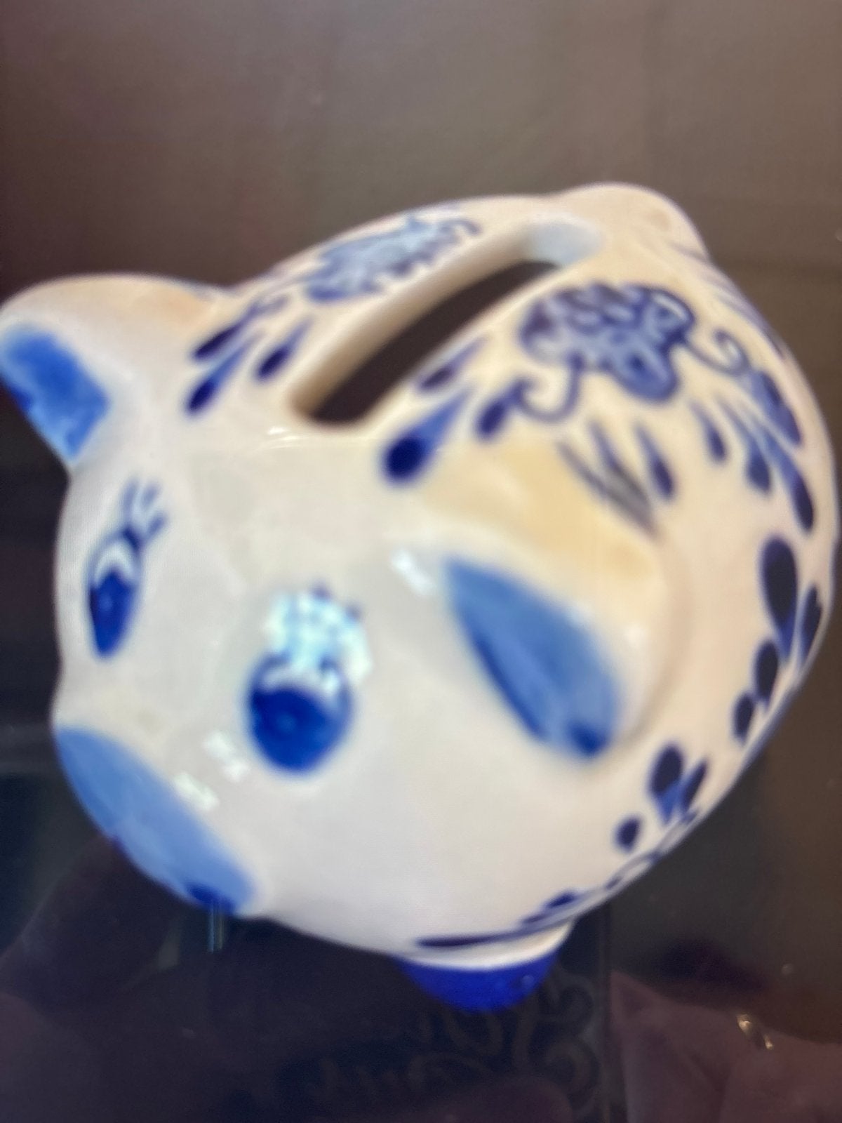 Antiek Delfsblauw Aardewerk Spaarvarken - 5x4 cm, Ophalen of Verzenden