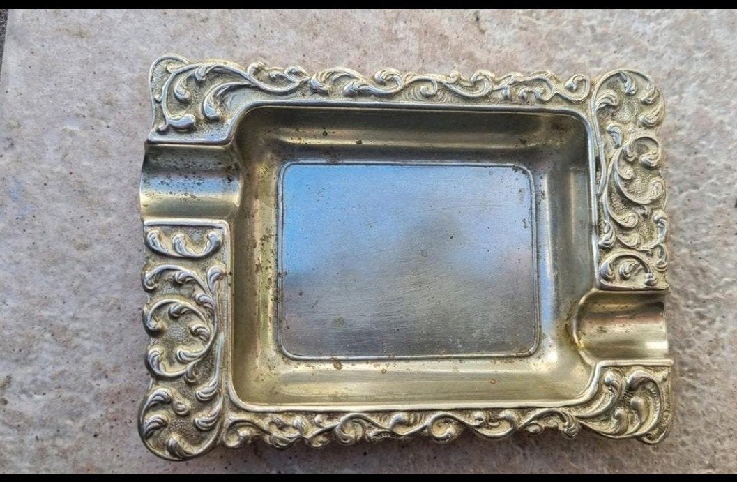 Sierlijk oud verzilverde asbak, Antiek en Kunst, Ophalen of Verzenden