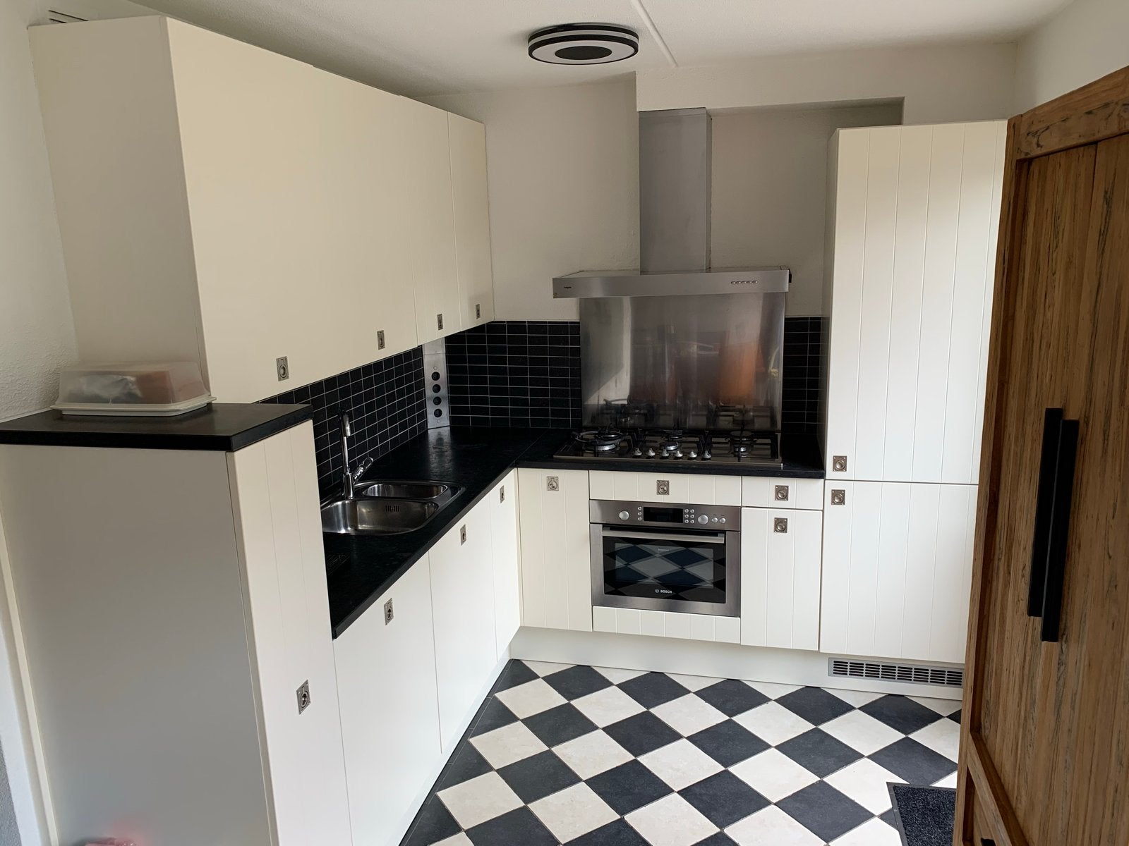 Complete keuken met koelkast, vriezer en combi-oven, Ophalen, Gebruikt, Wit, Hoekkeuken