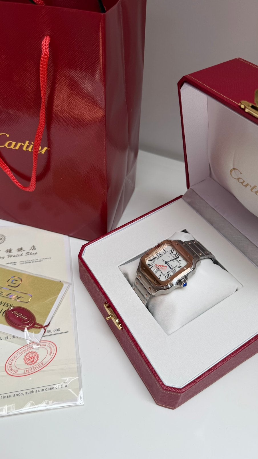 Cartier Santos de Cartier Rose Silver 40MM Horloge, Ophalen of Verzenden, Nieuw