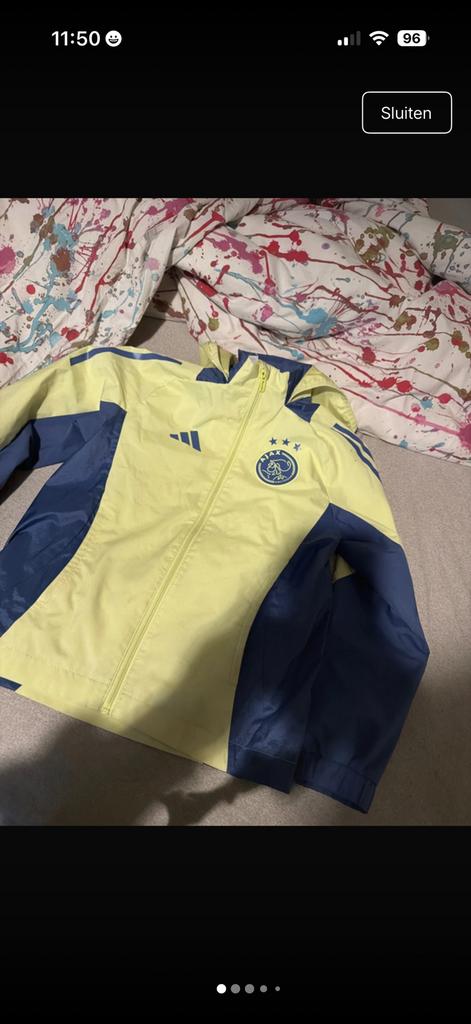 Ajax regenjas maat 140, Kinderen en Baby's, Kinderkleding | Maat 140, Ophalen of Verzenden, Gebruikt, Jongen, Jas
