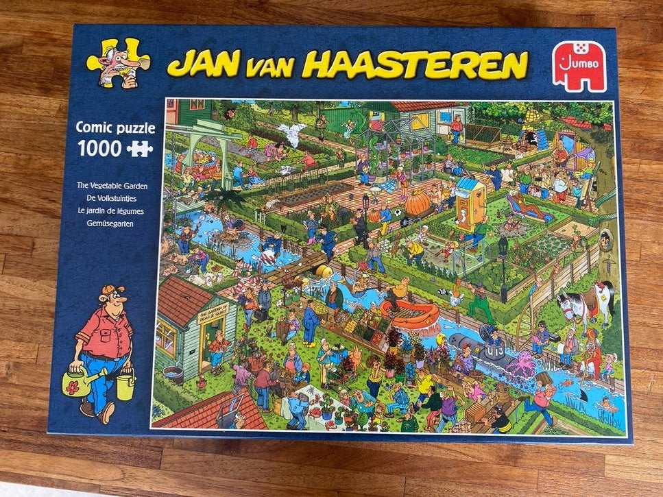 Jan van Haasteren Comic Puzzel - De Volkstuinen 1000 stukjes, Hobby en Vrije tijd, Ophalen of Verzenden, 500 t/m 1500 stukjes