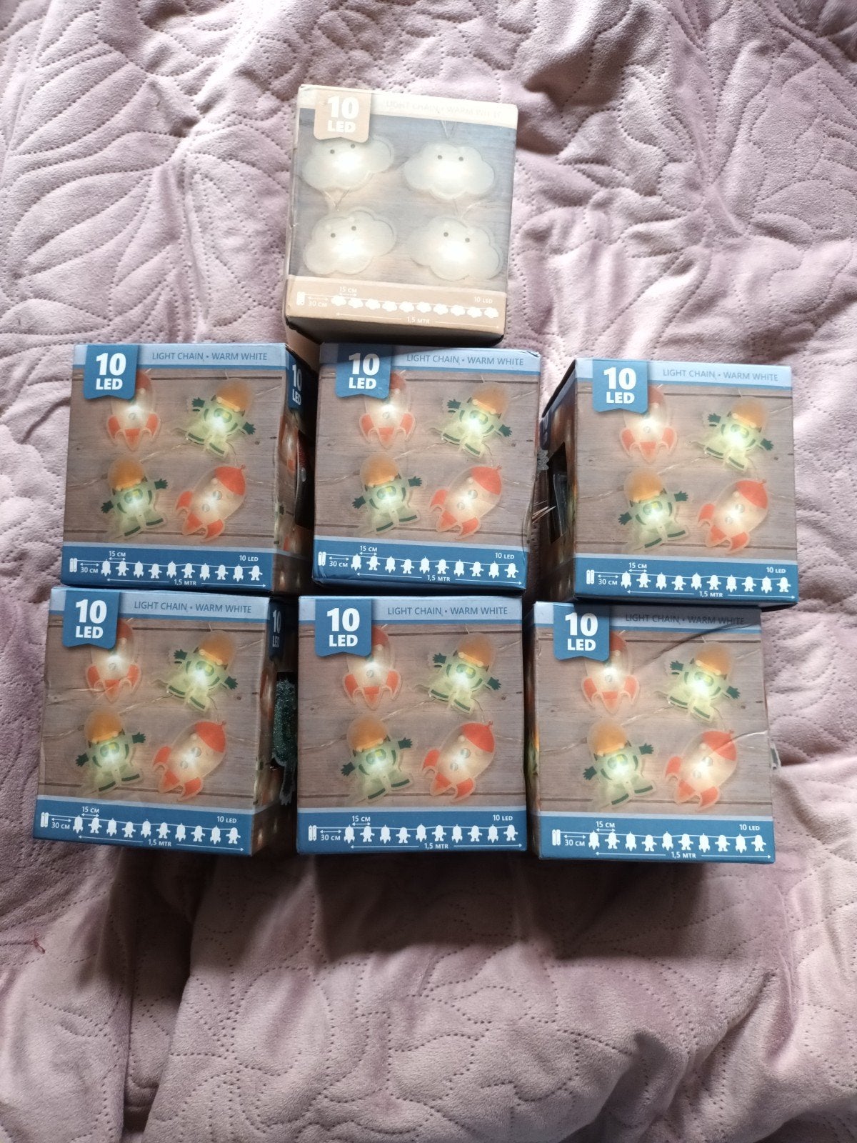 7 sets LED lampjes: 6 ruimte, 1 wolkjes (70 lampjes), Overige merken, Kunststof, Meerkleurig, Nieuw