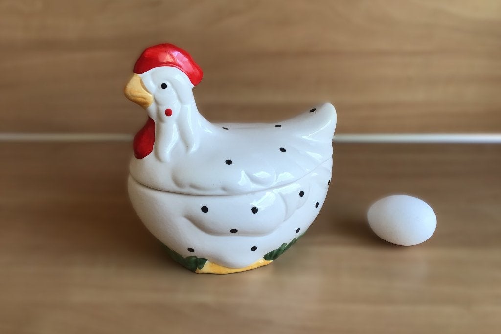 Kip eierhouder voorraadpot, Overige typen, Ophalen of Verzenden, Zo goed als nieuw, Wit
