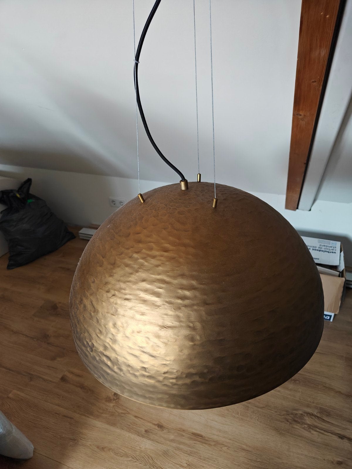 Grote hanglamp tafellamp goud als niew, Ophalen, Zo goed als nieuw, Metaal, E27 (groot)