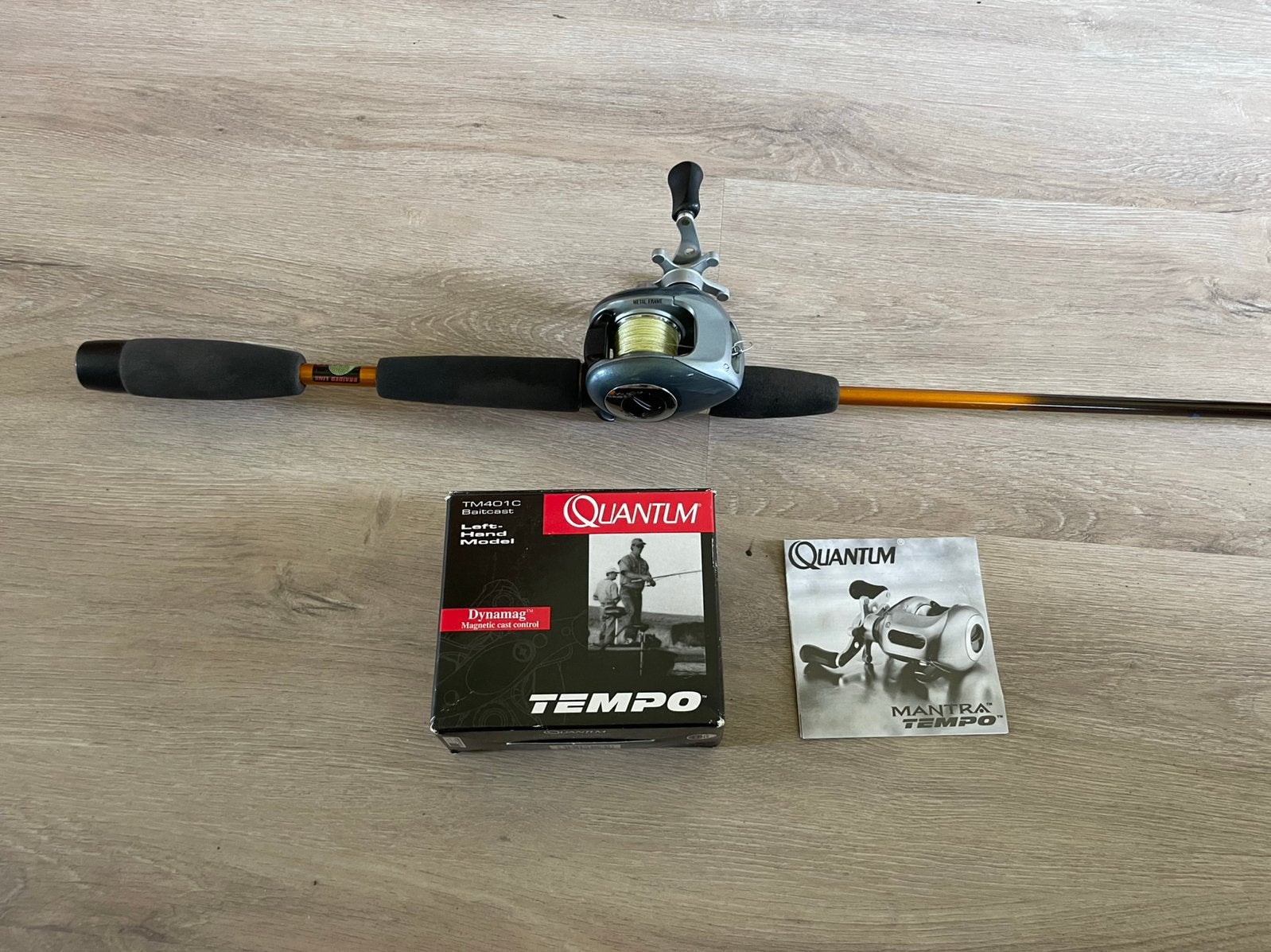 Reel hengel set , roofvis set , quantum tempo, Watersport en Boten, Hengelsport | Roofvissen, Ophalen, Gebruikt, Werphengel
