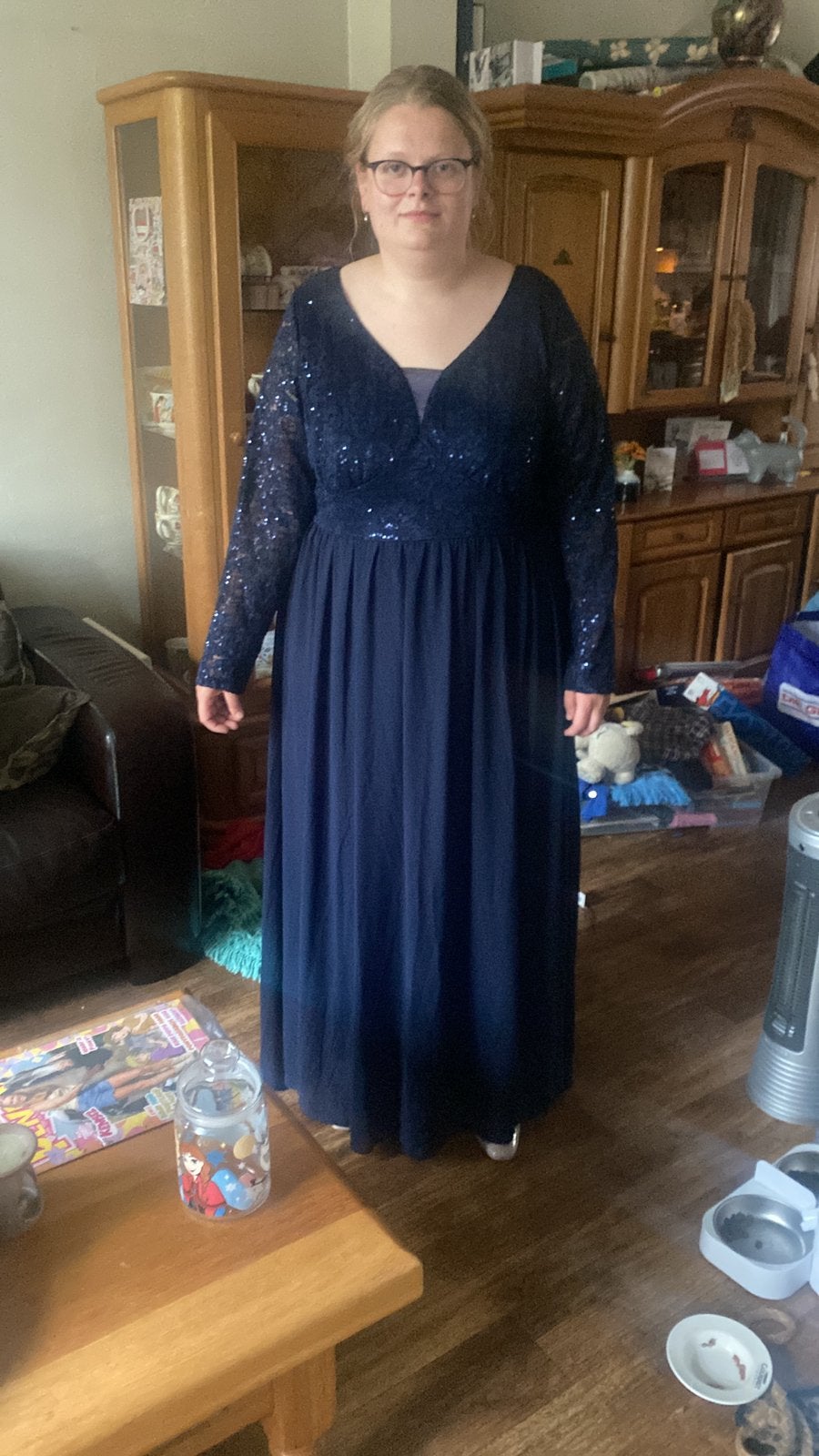 Missmay Galajurk 3xl met pailletten en lange mouwen, Ophalen, Blauw, Maat 46/48 (XL) of groter, Nieuw