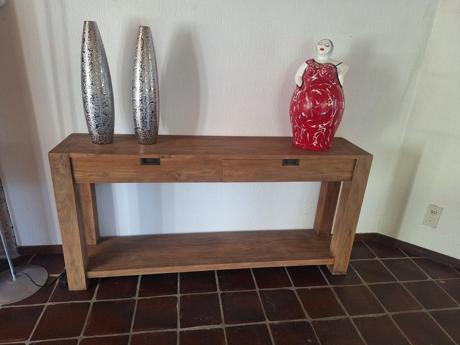 Massief houten sidetable met lades, 100 tot 150 cm, Modern landelijk, Minder dan 50 cm, Ophalen of Verzenden