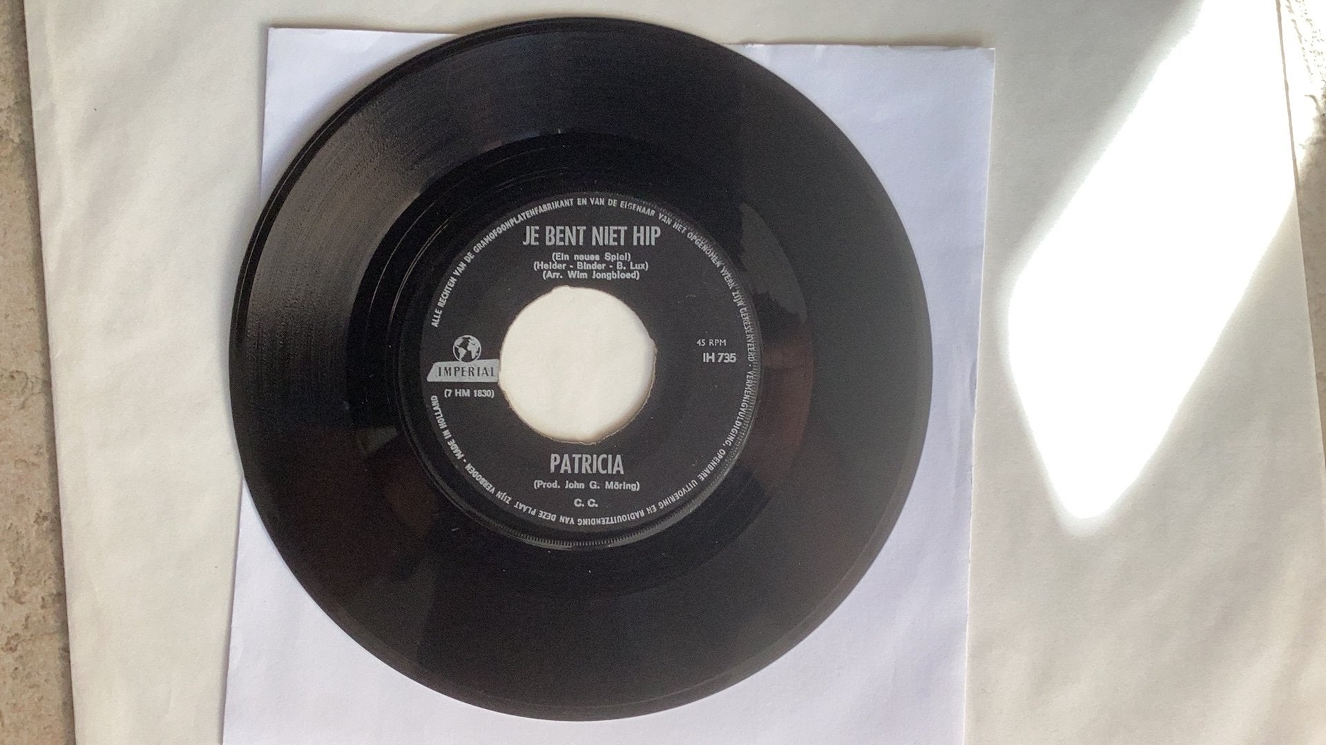 Single Patricia - Je bent niet hip, Ophalen of Verzenden, Gebruikt, 7 inch, Nederlandstalig