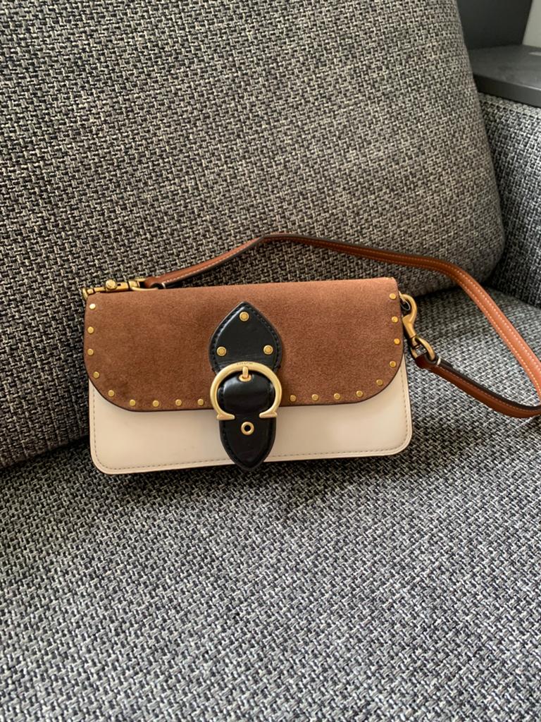 COACH Beat Crossbody Bag | Mixed Leather Suede | Cream, Ophalen of Verzenden, Nieuw, Zwart