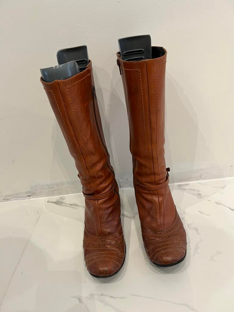 Leather boots, 3  pairs (brown, black and grey), Hoge laarzen, Overige kleuren, Ophalen of Verzenden, Zo goed als nieuw