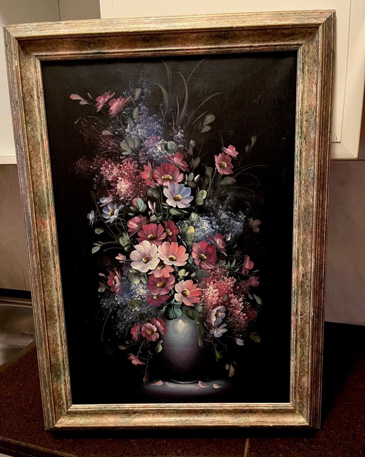 Olieverf bloemen stilleven schilderij, Ophalen