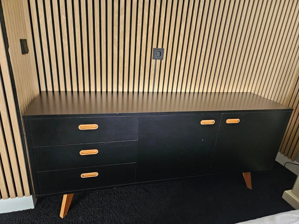 Zwart tv meubel, Ophalen, 25 tot 50 cm, Minder dan 100 cm