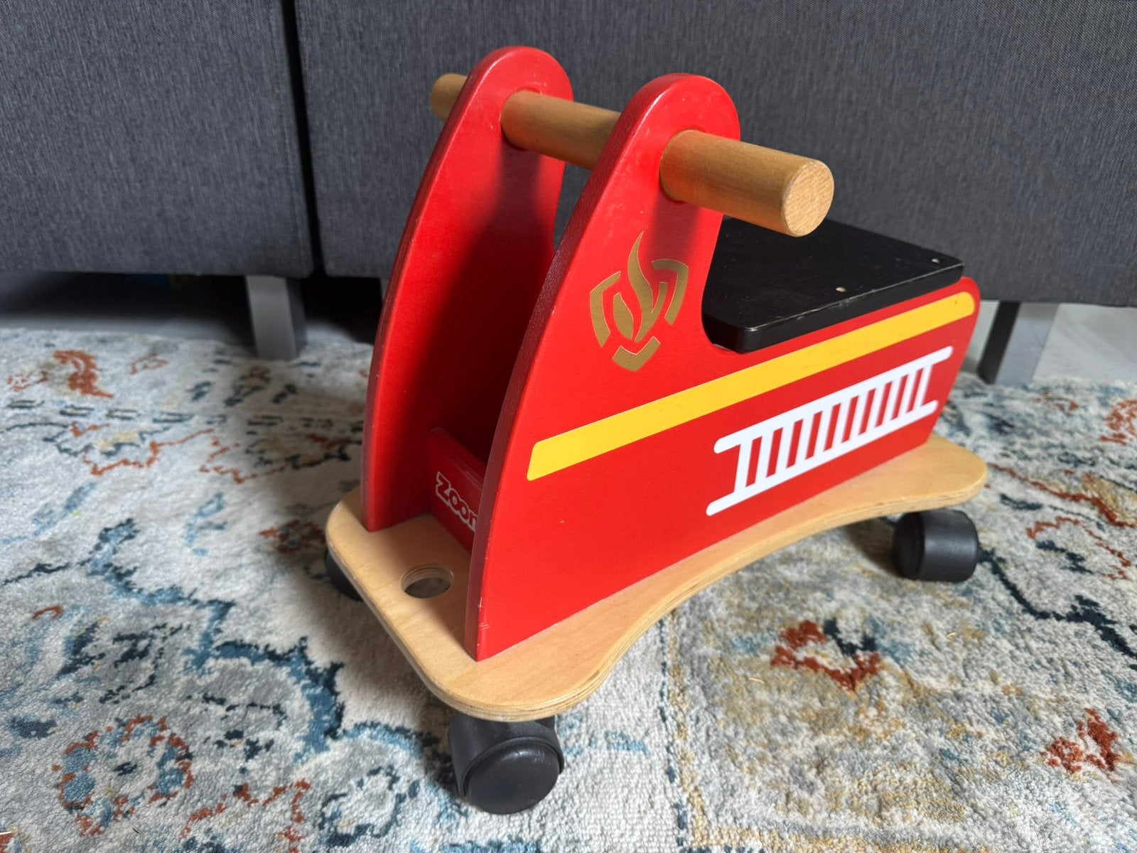 Houten loopauto Van Dijk Toys brandweer, Ophalen, Gebruikt, Rij- of Hobbelspeelgoed