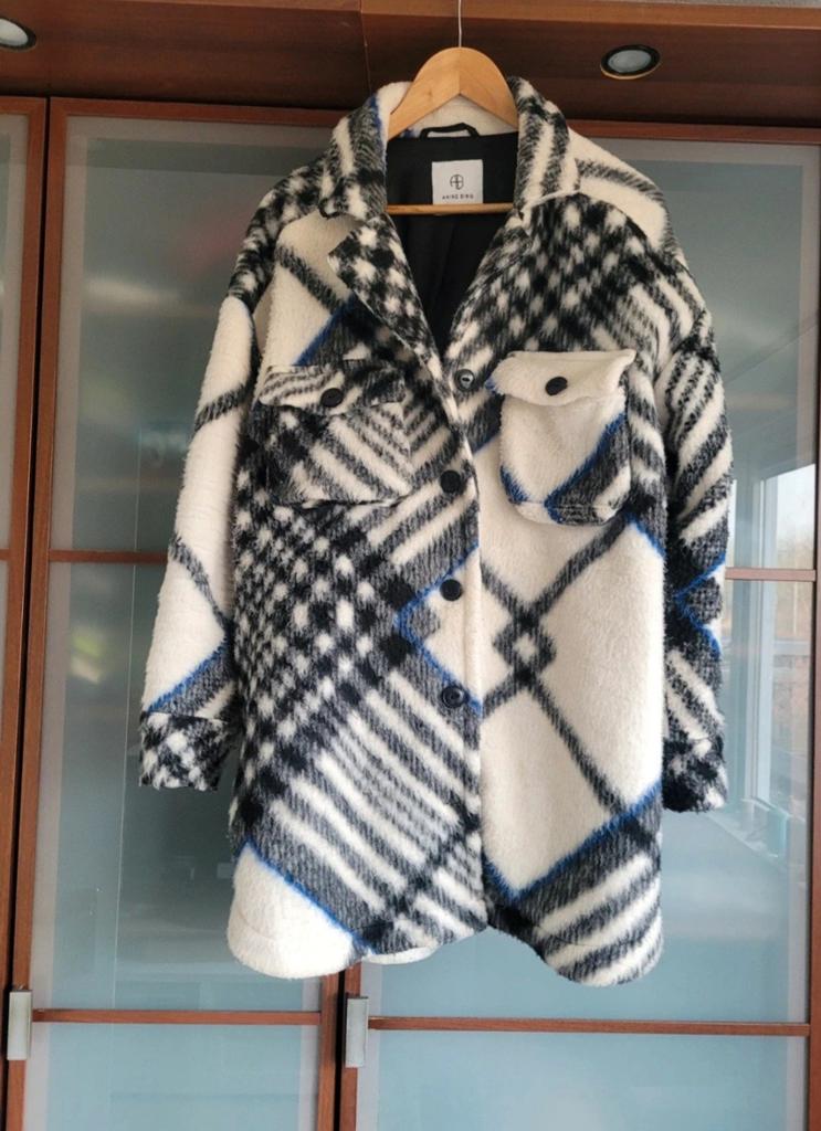 Anine Bing Overshirt/Jas Crème Zwart Blauw Oversized, Kleding | Dames, Wit, Ophalen of Verzenden, Zo goed als nieuw, Maat 36 (S)