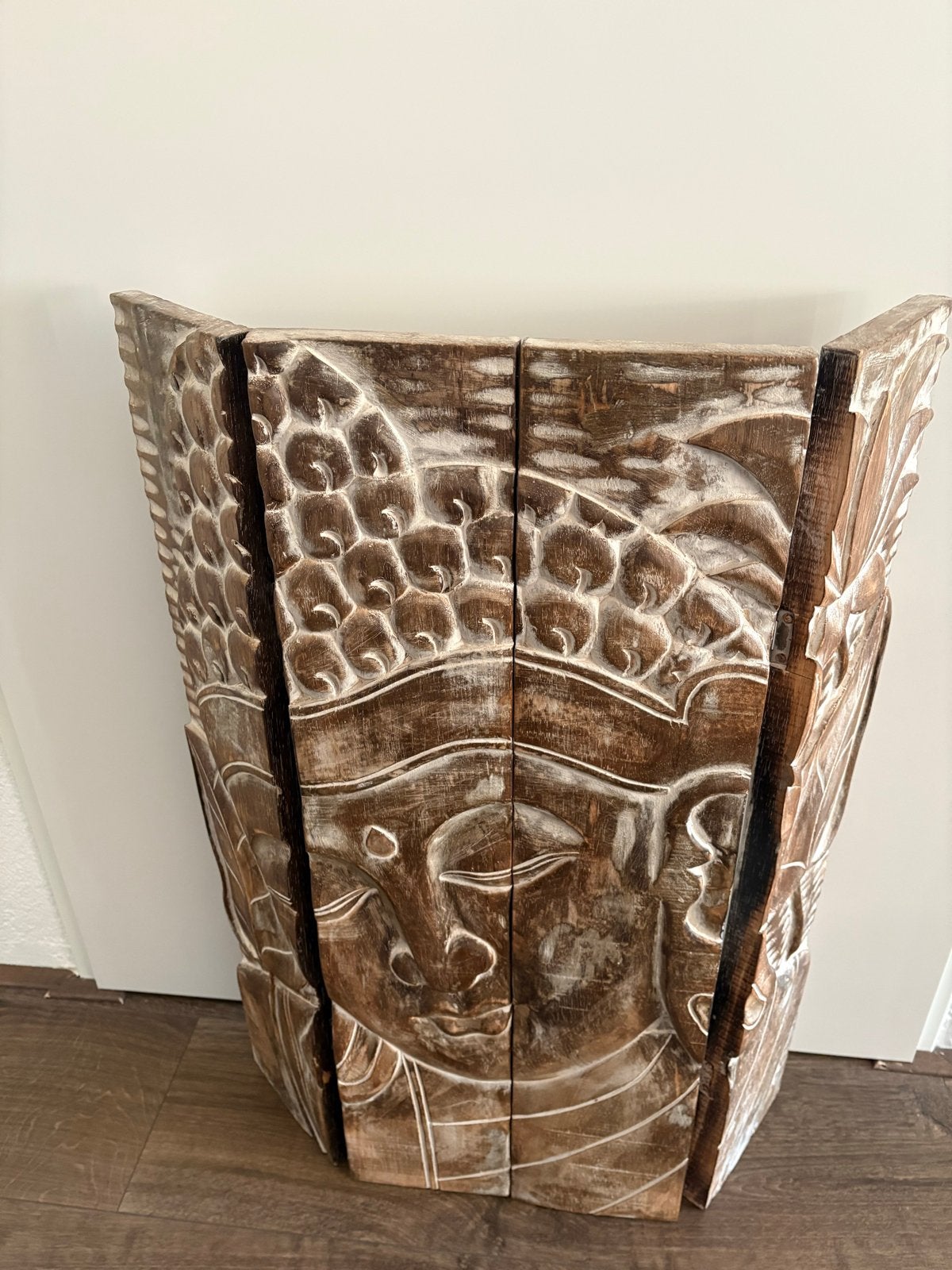 Houten Boeddha Wanddecoratie - Handgesneden, Ophalen, Gebruikt, Hout, Bruin